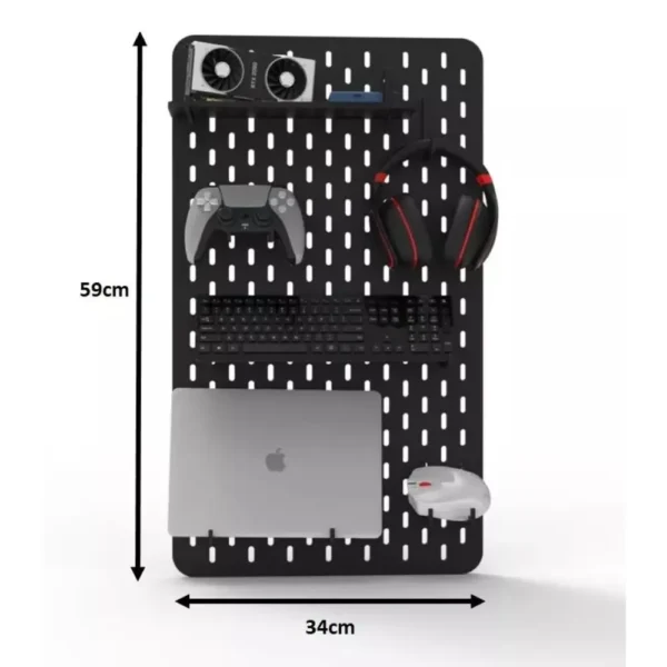 pegboard-preto-premium-setup-gamer-home-office-mdf (3) Pegboard Preto Premium- Setup Gamer Home Office - MDF